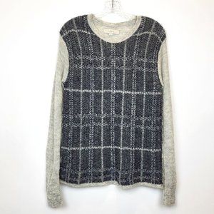 Ann Taylor LOFT Gray Mohair Blend Plaid Long Sleeve Sweater, Size Medium, EUC